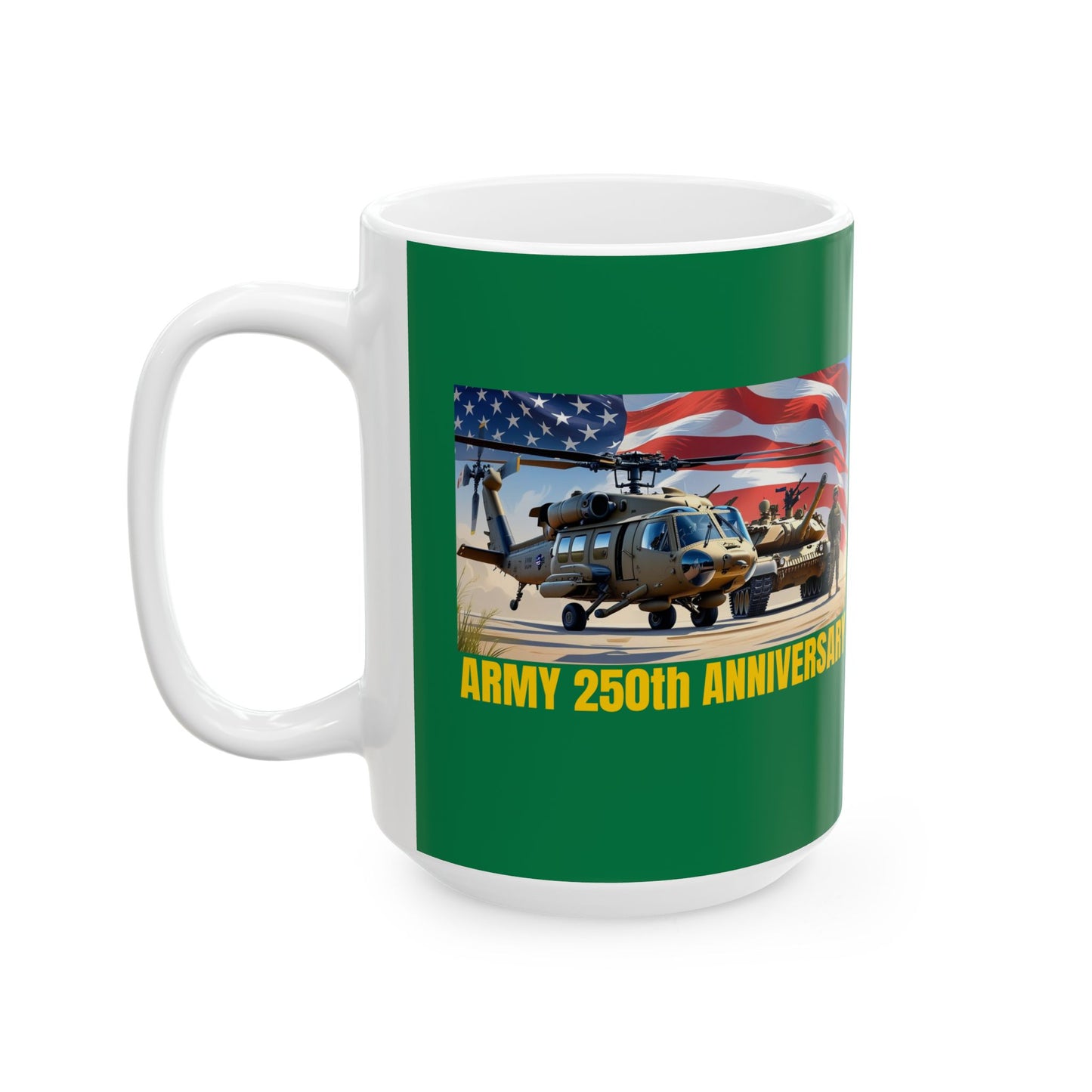 Military-Themed Ceramic Mug, Army 250th Anniversary, Personalized Gift, Veteran's Day Mug, 11oz 15oz Coffee Cup, Military Decor