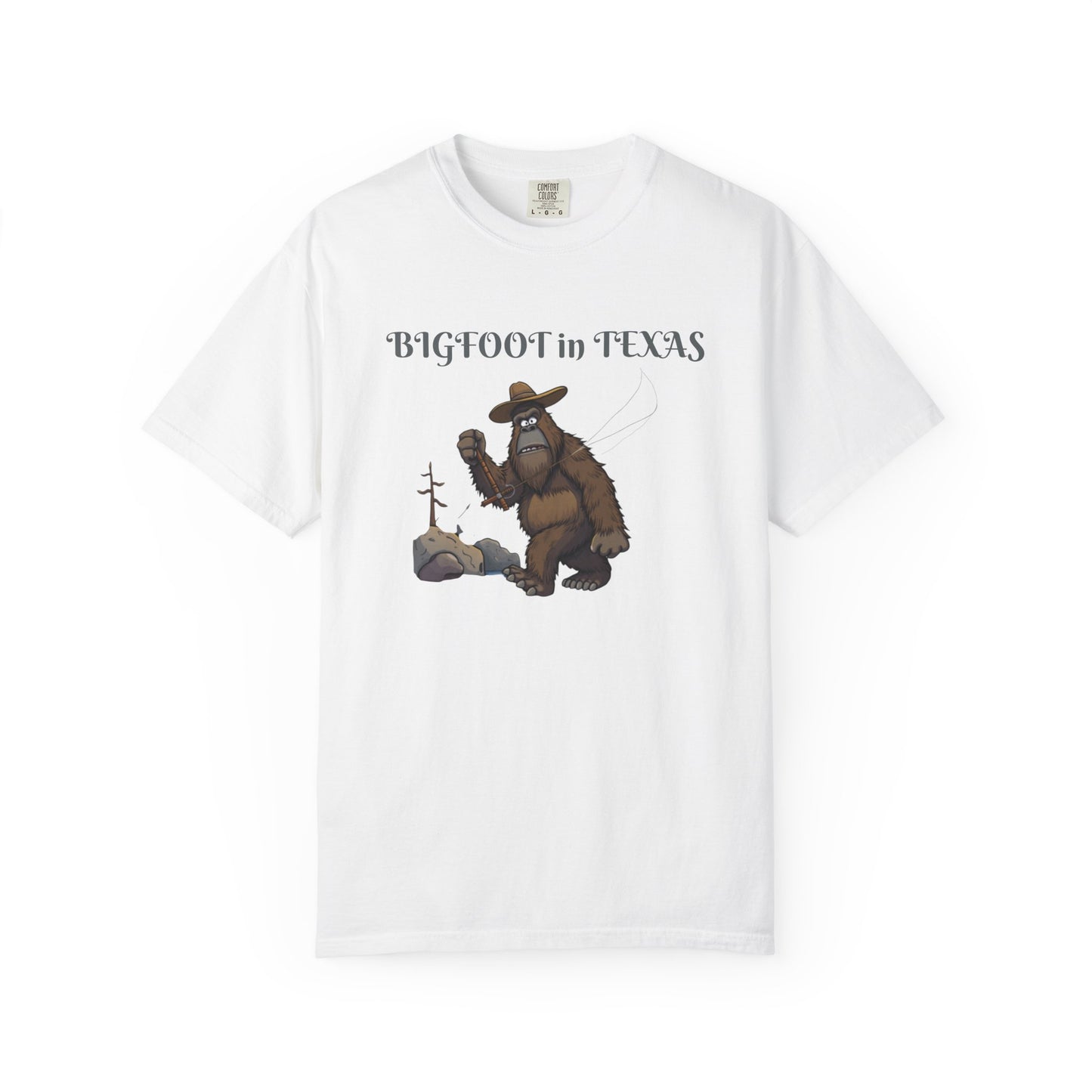 Personalize Bigfoot in Texas T-Shirt, Unisex Garment-Dyed Tee for Outdoor Lovers, Fun Gift for Nature Enthusiasts, Perfect for Texas Celebrations