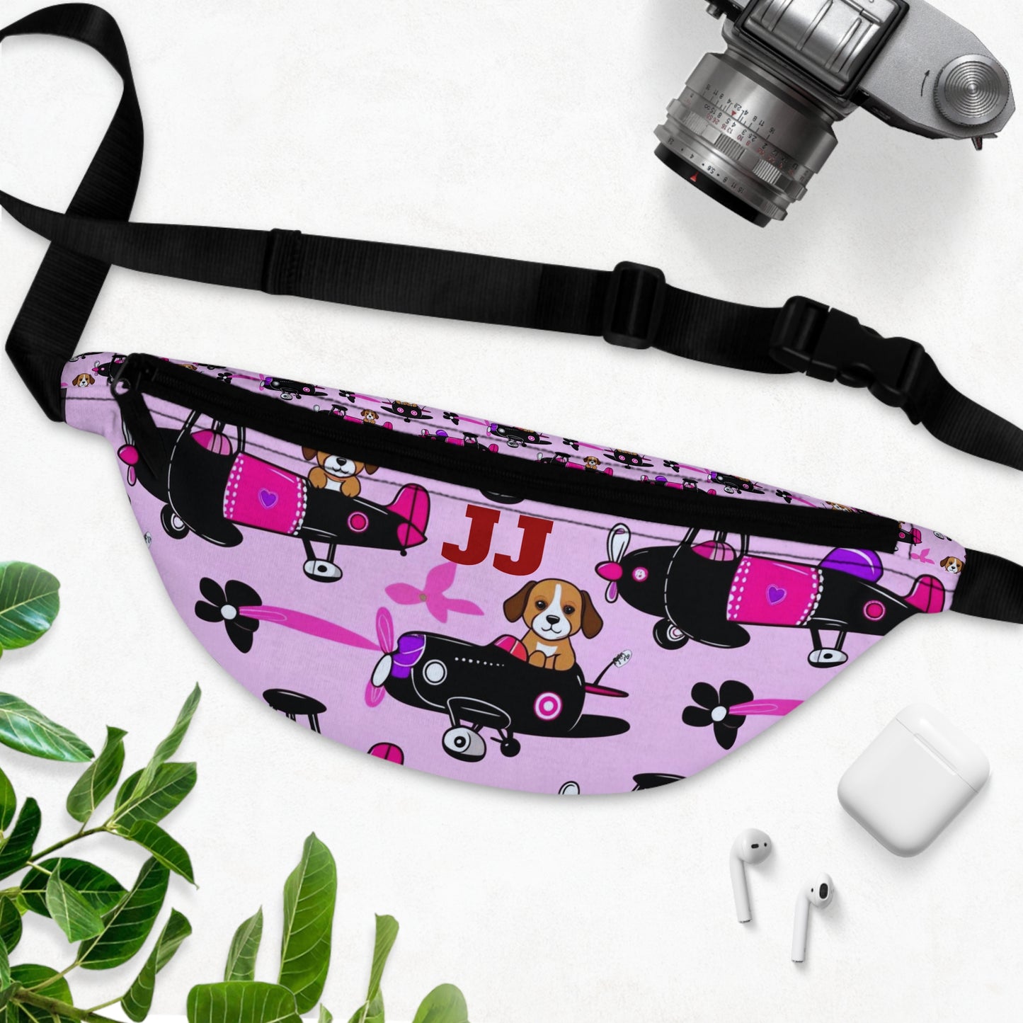 Pink Puppy Skateboard Fanny Pack — Cute Skate Dog Waist Bag