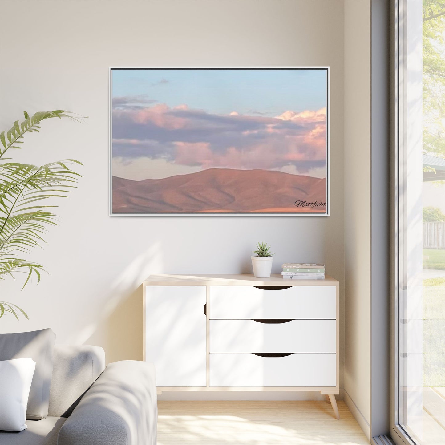 Framed Matte Canvas Wall Art - Serene Landscape Decoration