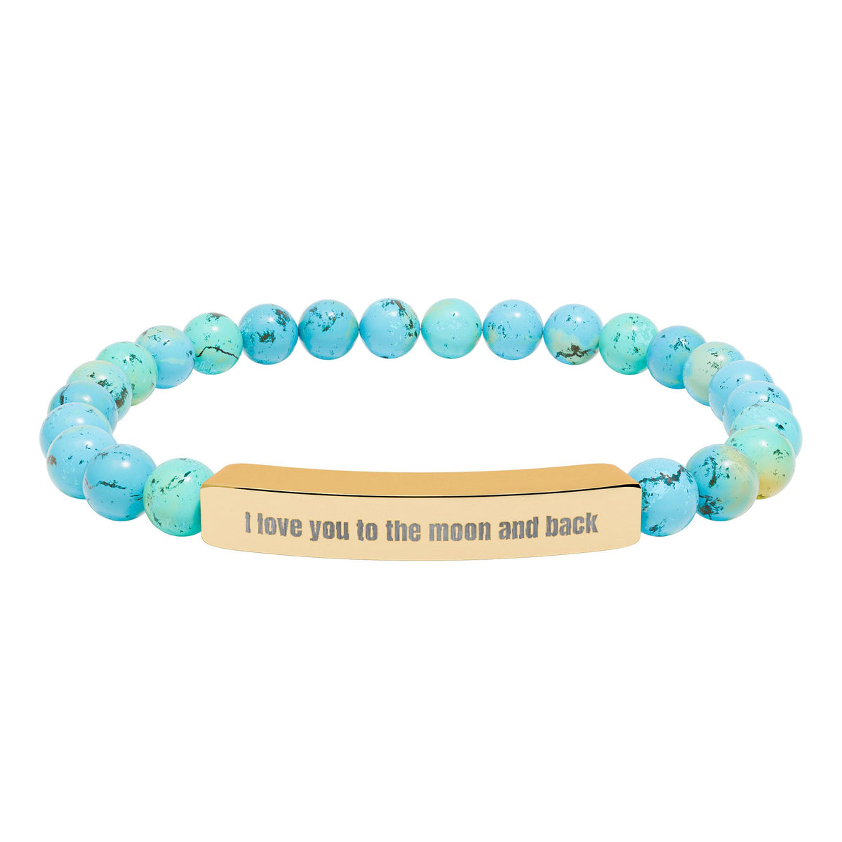 Engraved Natural Stone Stretch Bracelet — “I Love You to the Moon and Back”