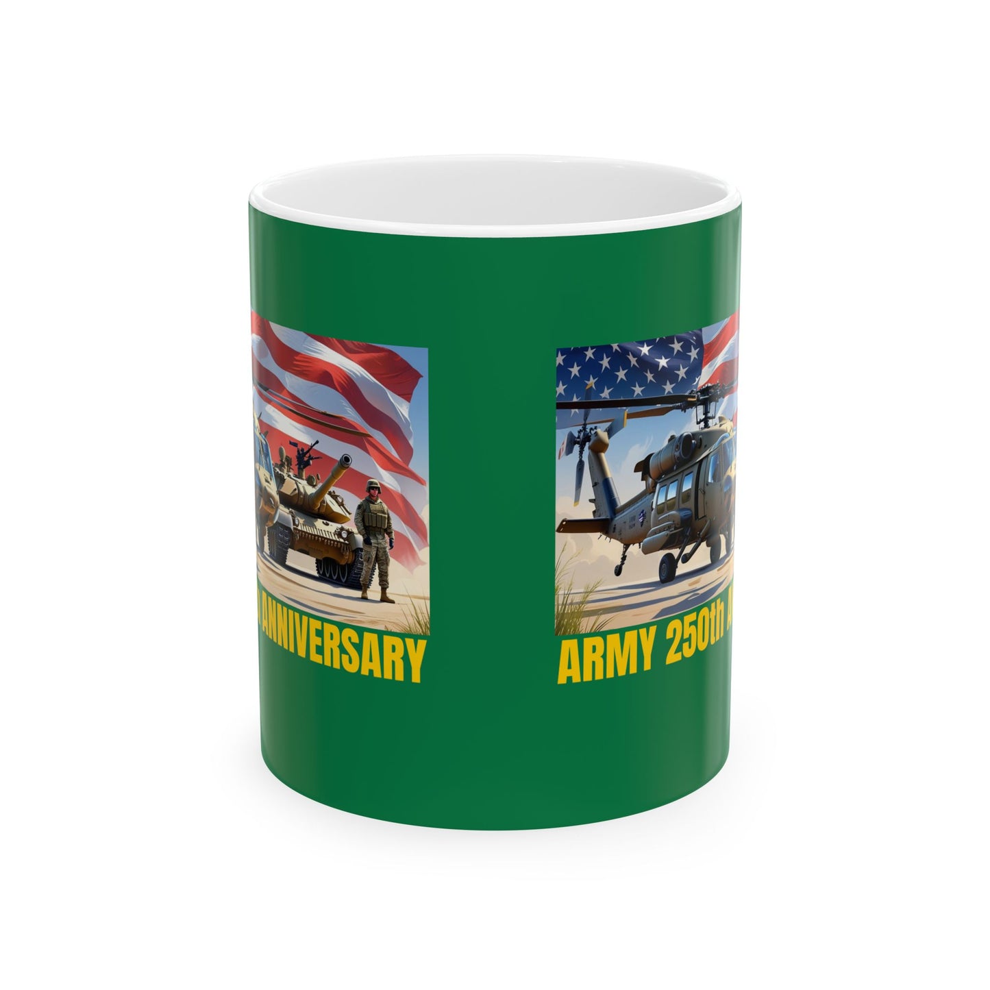 Military-Themed Ceramic Mug, Army 250th Anniversary, Personalized Gift, Veteran's Day Mug, 11oz 15oz Coffee Cup, Military Decor