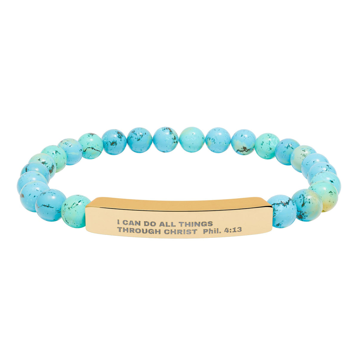 Engraved Natural Stone Stretch Bar Bracelet – Inspirational Scripture Beaded Bracelet