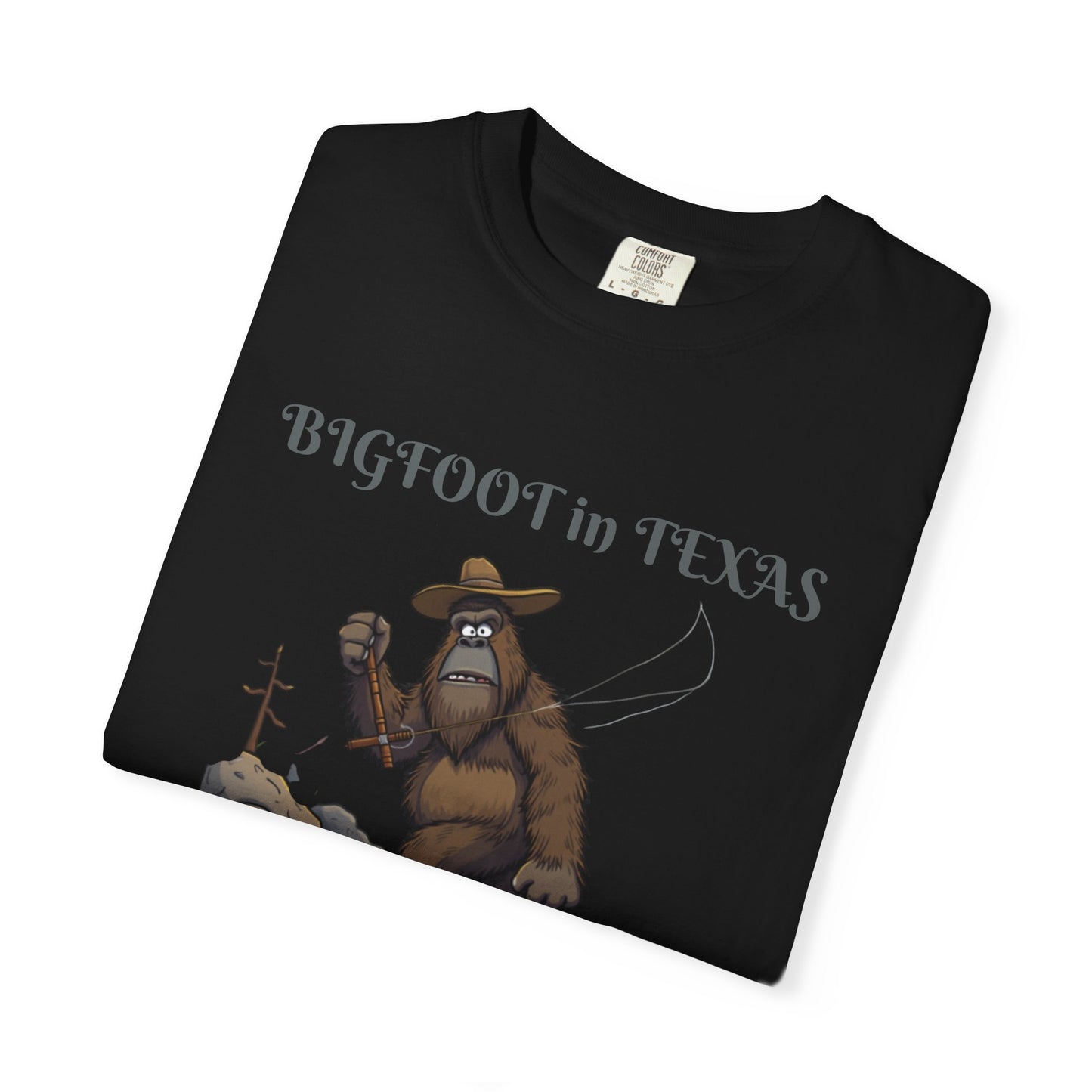 Personalize Bigfoot in Texas T-Shirt, Unisex Garment-Dyed Tee for Outdoor Lovers, Fun Gift for Nature Enthusiasts, Perfect for Texas Celebrations