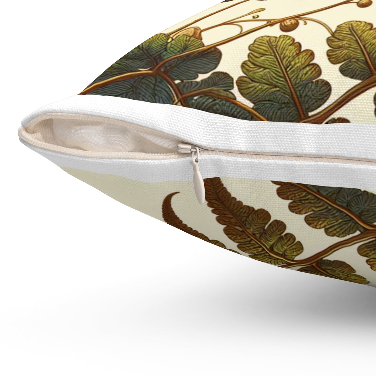Botanical Fern Accent Pillow — Vintage Fern Illustration Decorative Throw Pillow