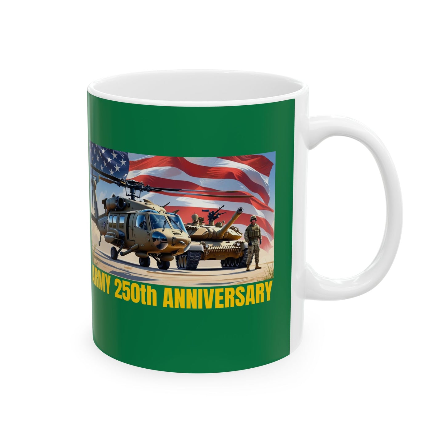 Military-Themed Ceramic Mug, Army 250th Anniversary, Personalized Gift, Veteran's Day Mug, 11oz 15oz Coffee Cup, Military Decor