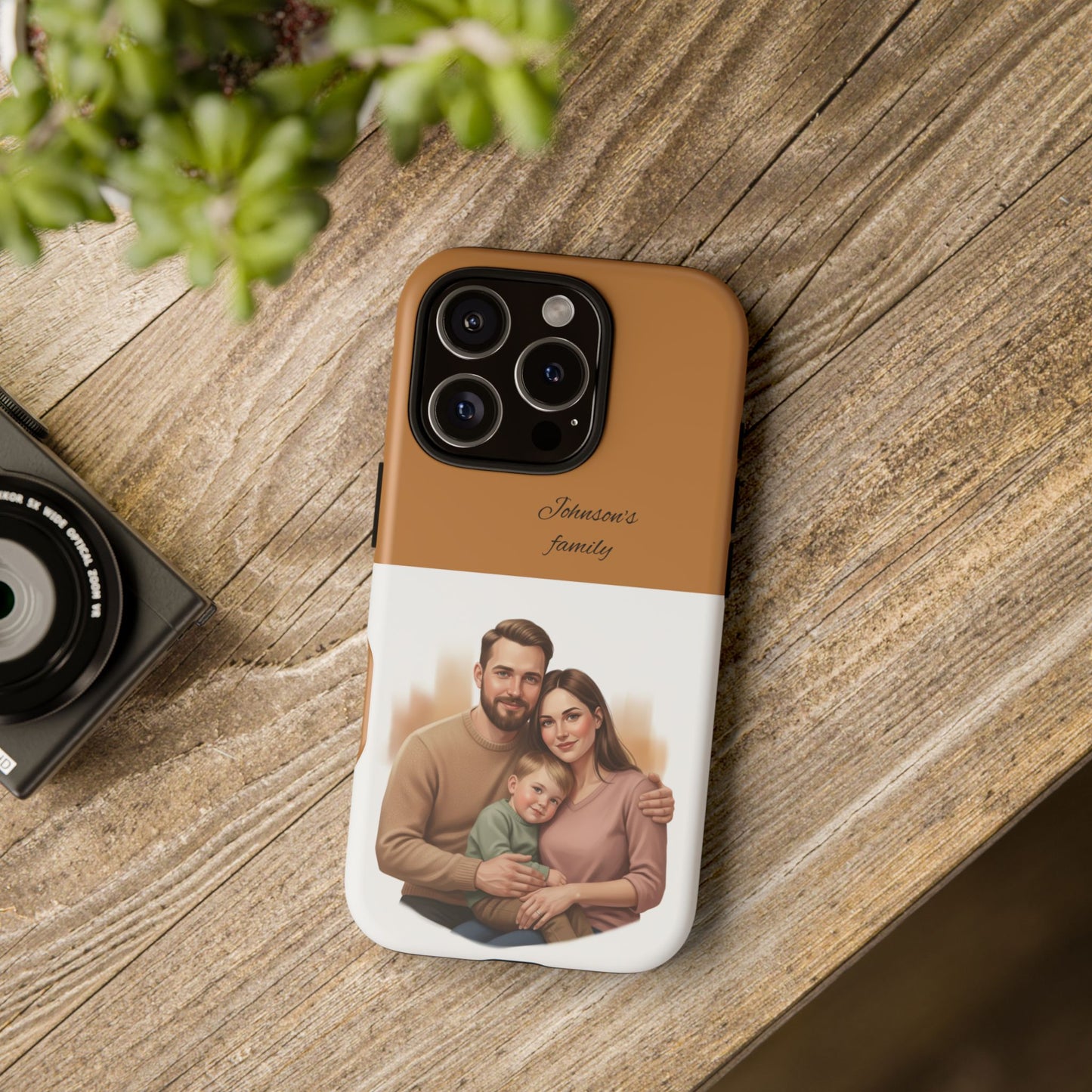 Personalized Family Photo Tough Phone Case — Custom Name Script