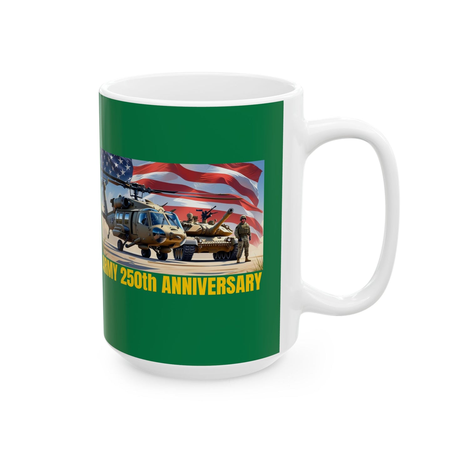 Military-Themed Ceramic Mug, Army 250th Anniversary, Personalized Gift, Veteran's Day Mug, 11oz 15oz Coffee Cup, Military Decor