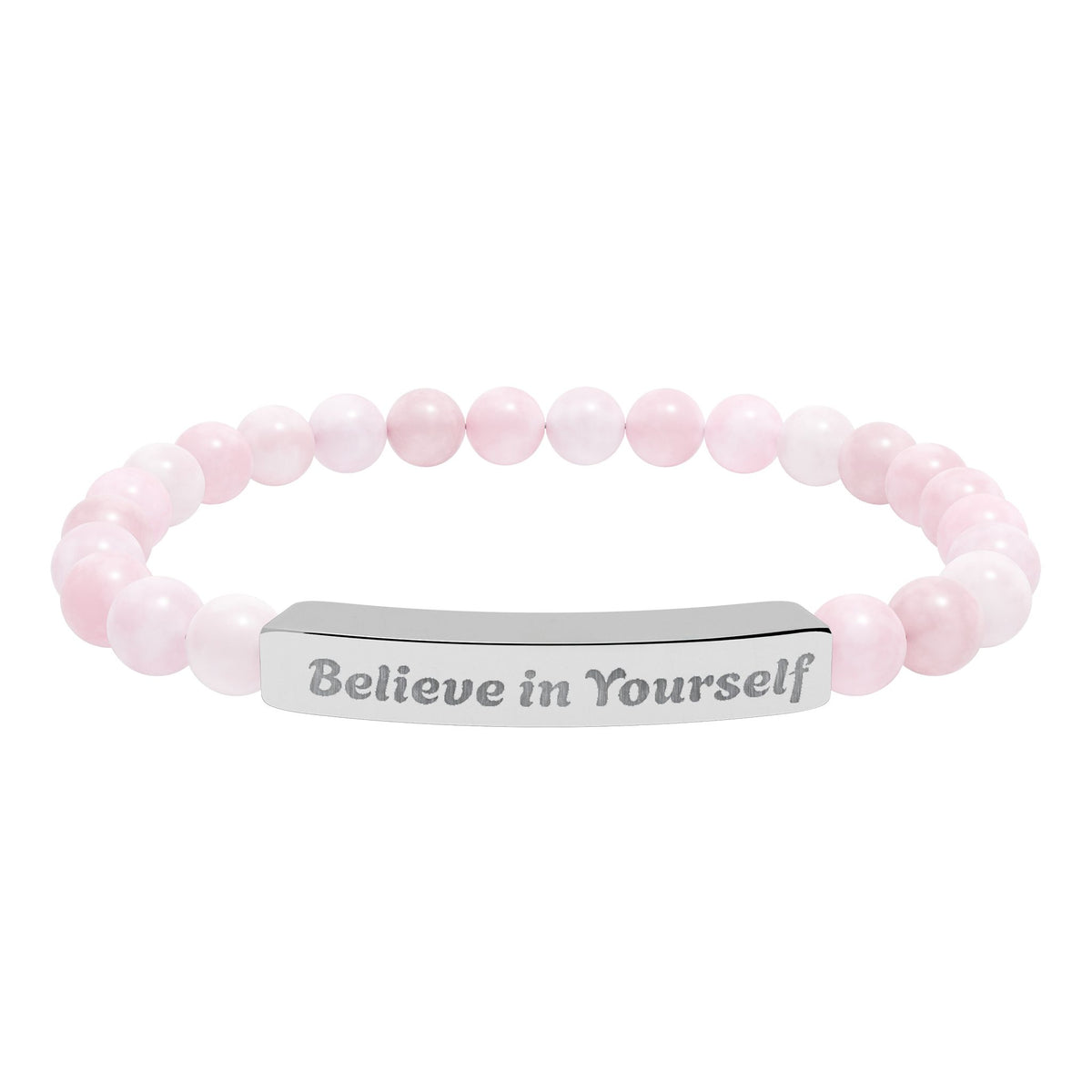 Engraved Natural Stone Stretch Bracelet — "Believe in Yourself"