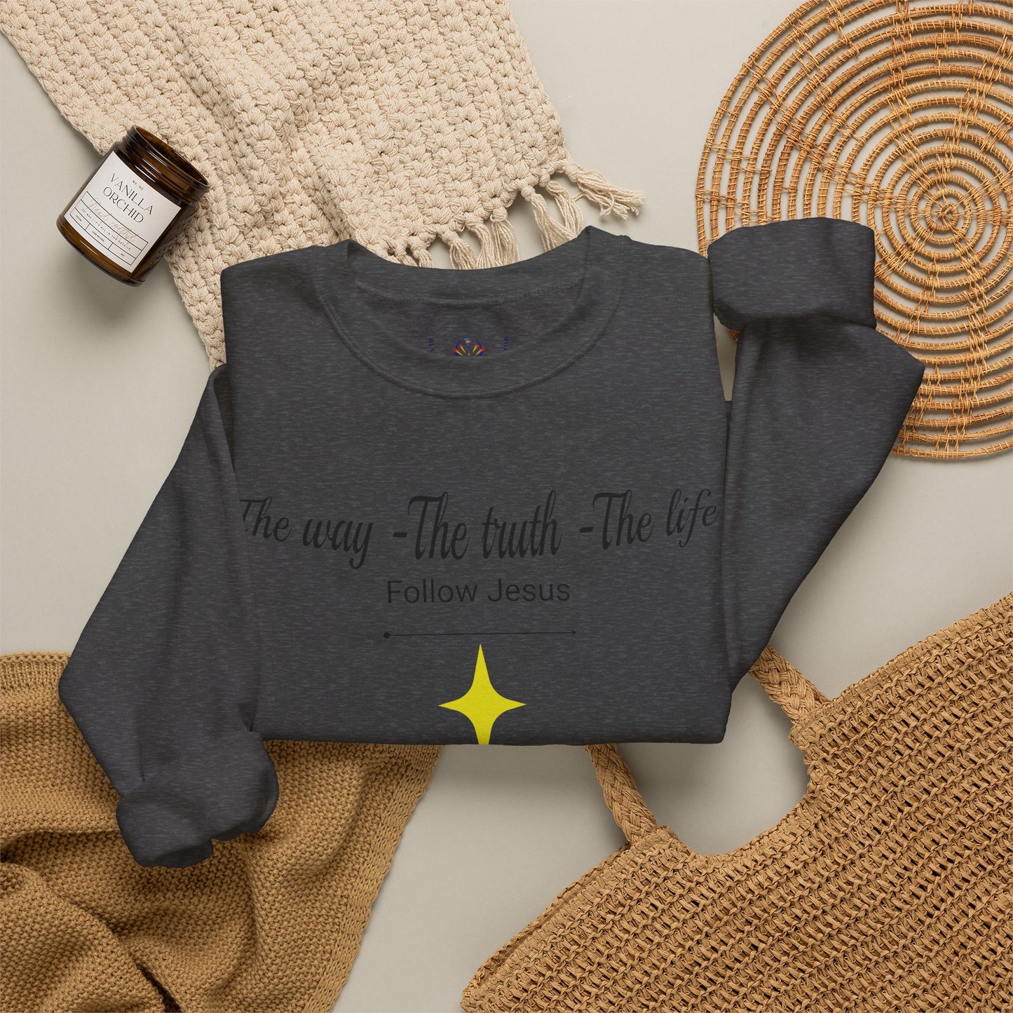 Christian Crewneck Sweatshirt - The Way, The Truth, The Life, Follow Jesus