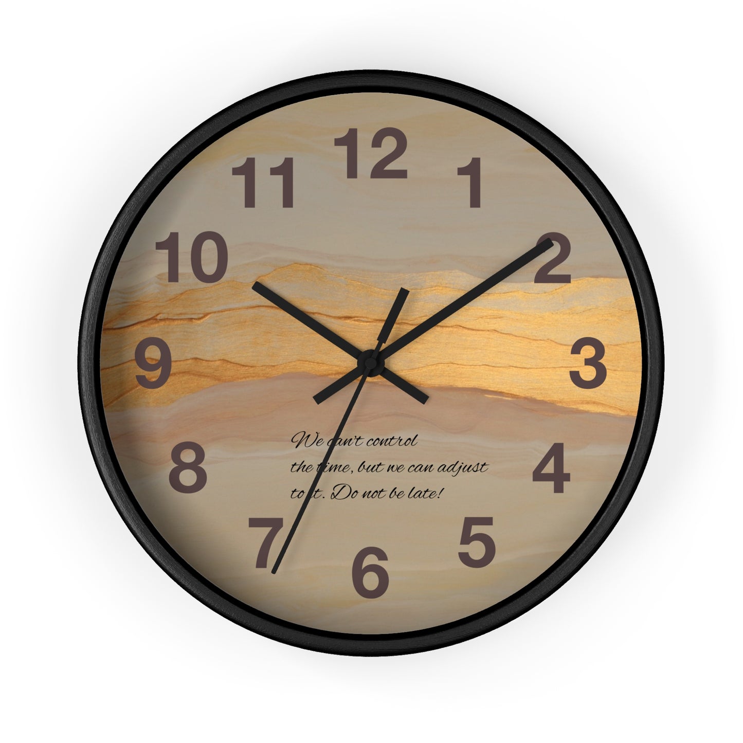 Marble Sunset Wall Clock — Decorative Timepiece with Inspiring Quote