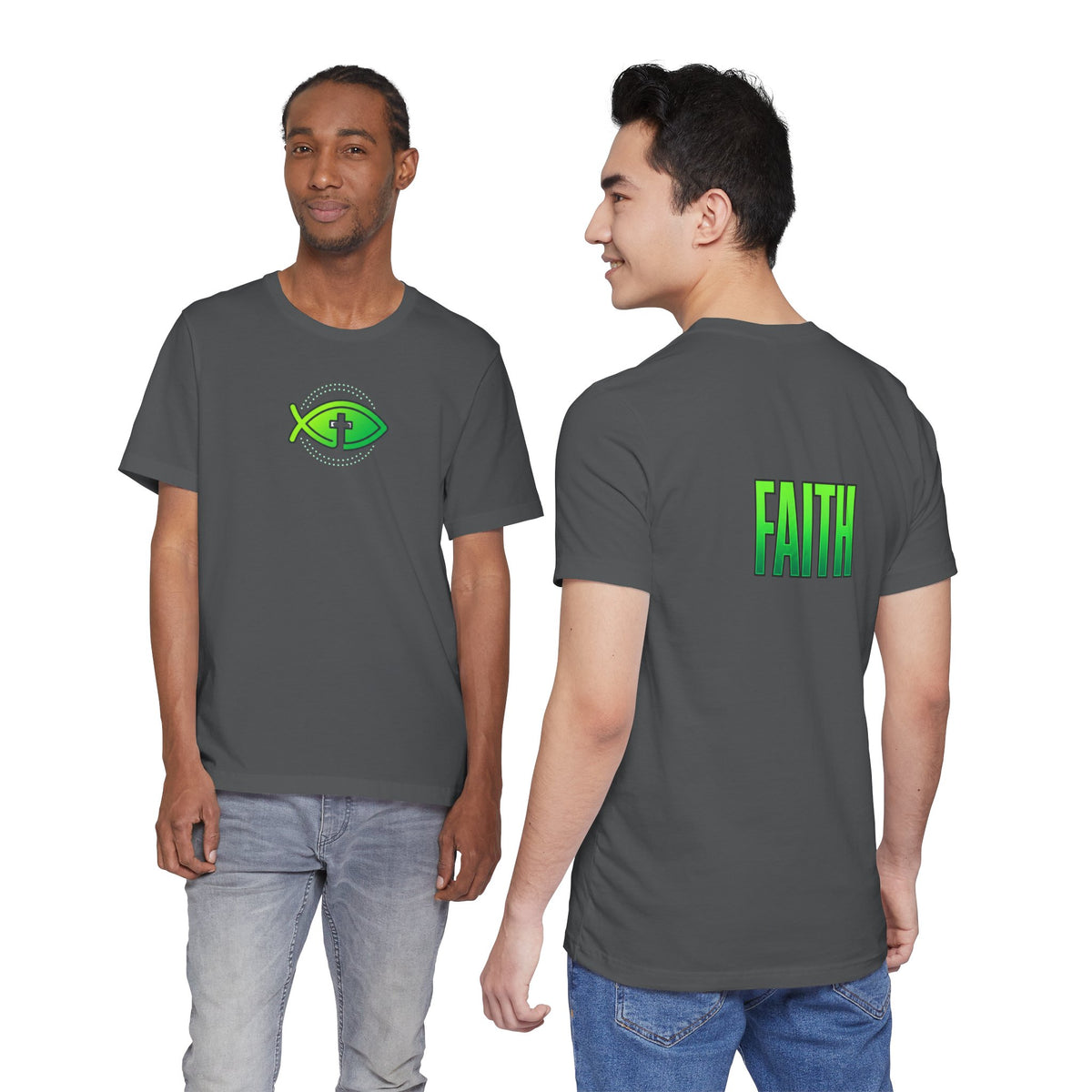 Faith Fish T-Shirt — Green Ichthys Christian Tee