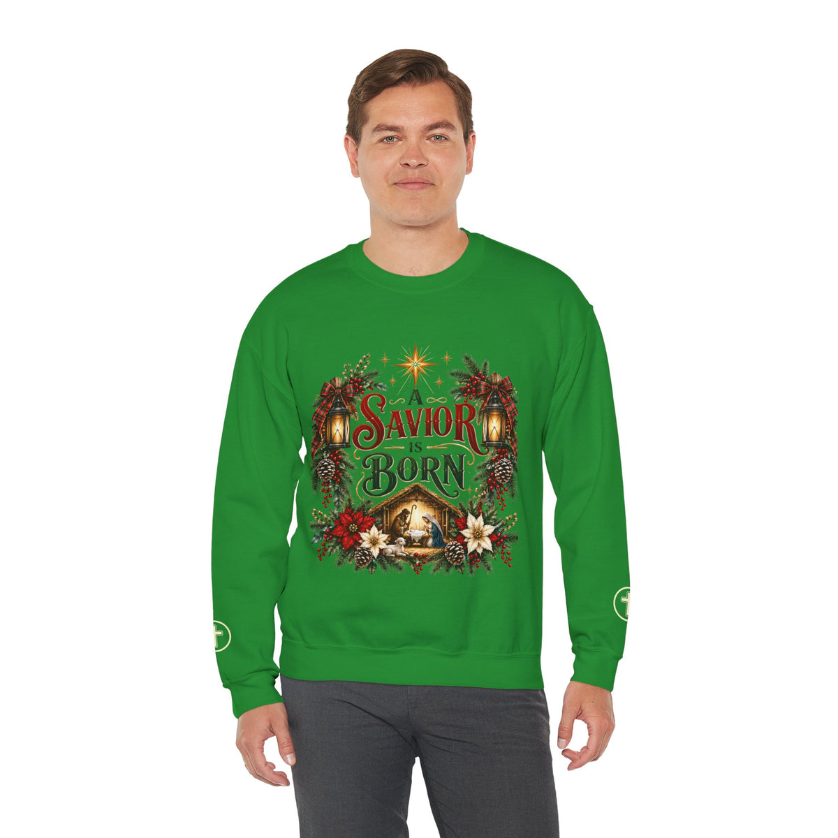 A Savior Is Born Christmas Crewneck Sweatshirt