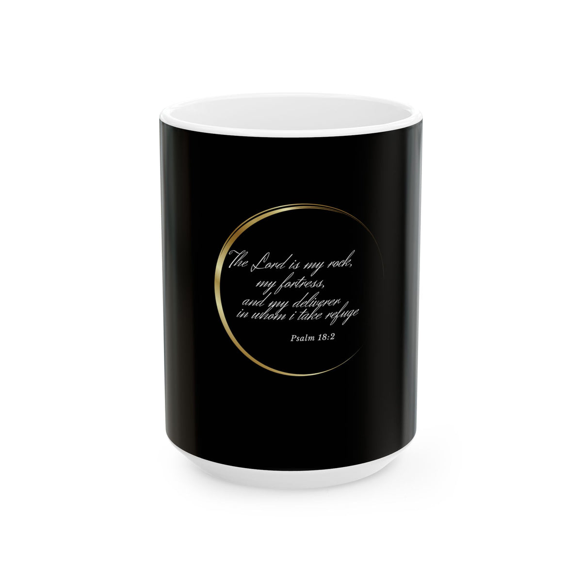 Inspirational Psalm 18:2 Ceramic Mug — “The Lord is my rock” Faith Coffee Cup