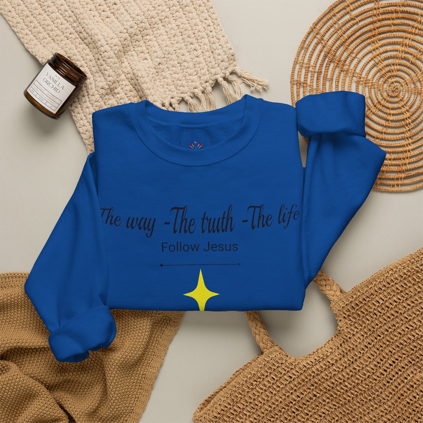 Christian Crewneck Sweatshirt - The Way, The Truth, The Life, Follow Jesus