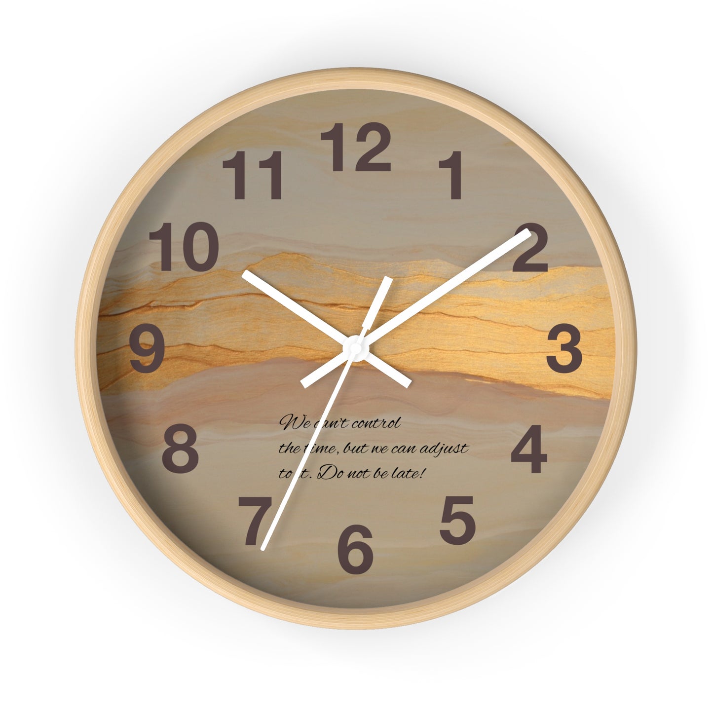 Marble Sunset Wall Clock — Decorative Timepiece with Inspiring Quote