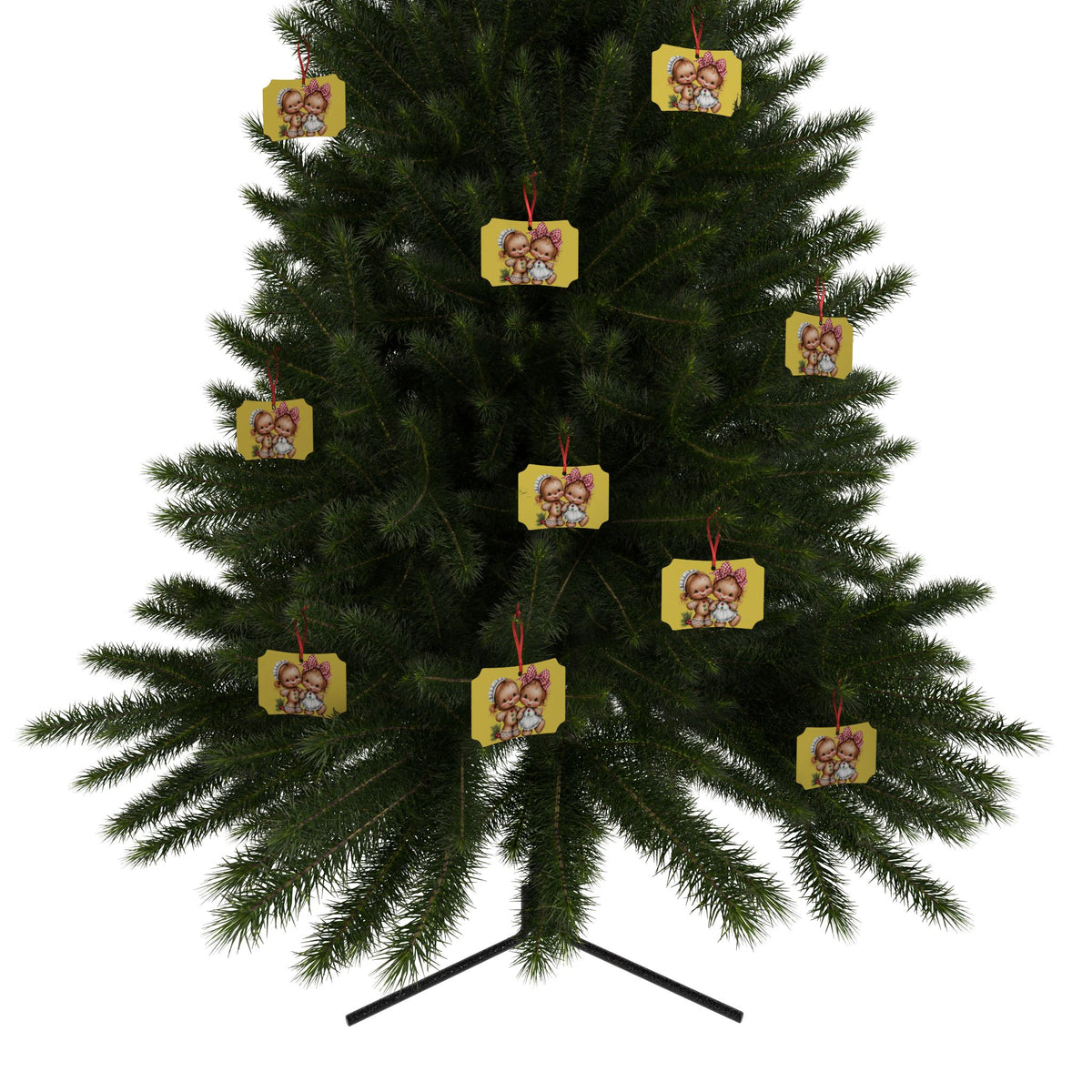 Gingerbread Kids Aluminum Ornament – Retro Christmas Tree Decoration (1/5/10/20 pcs)