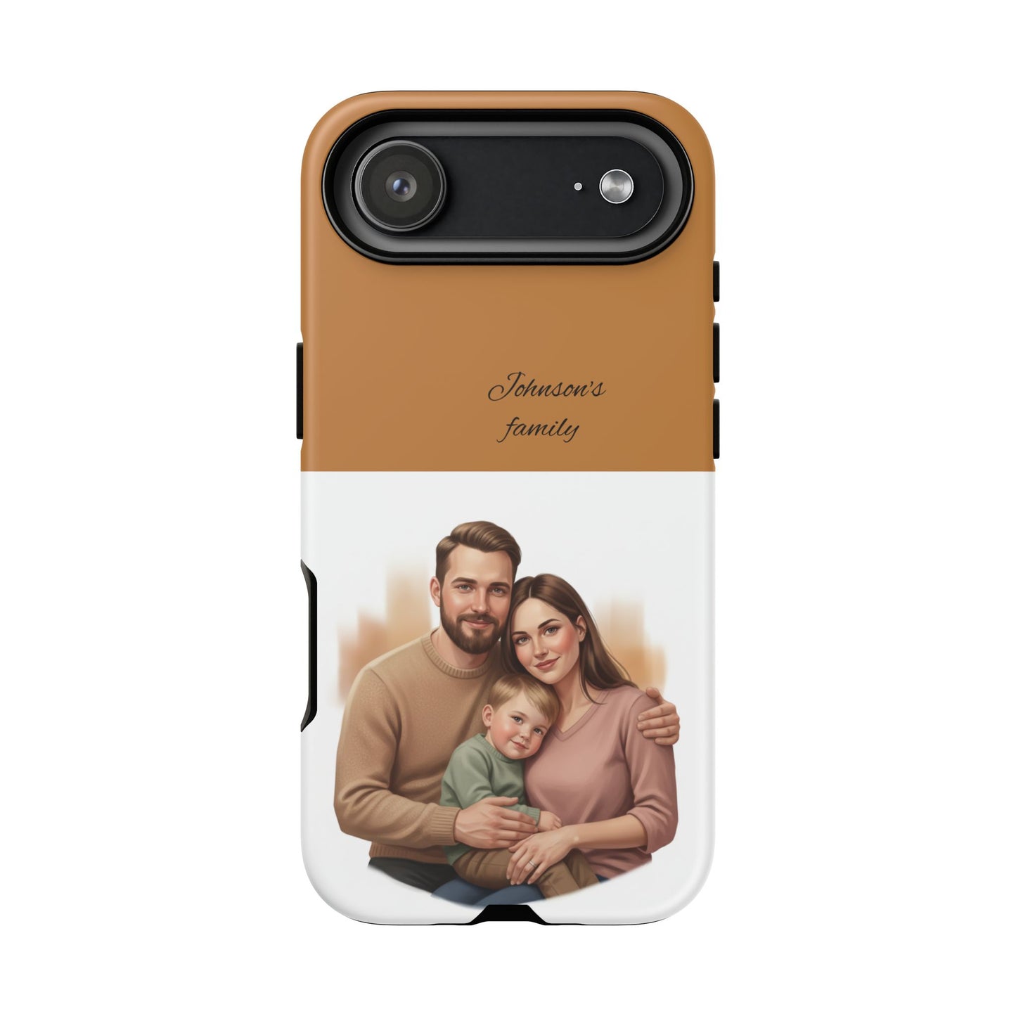 Personalized Family Photo Tough Phone Case — Custom Name Script
