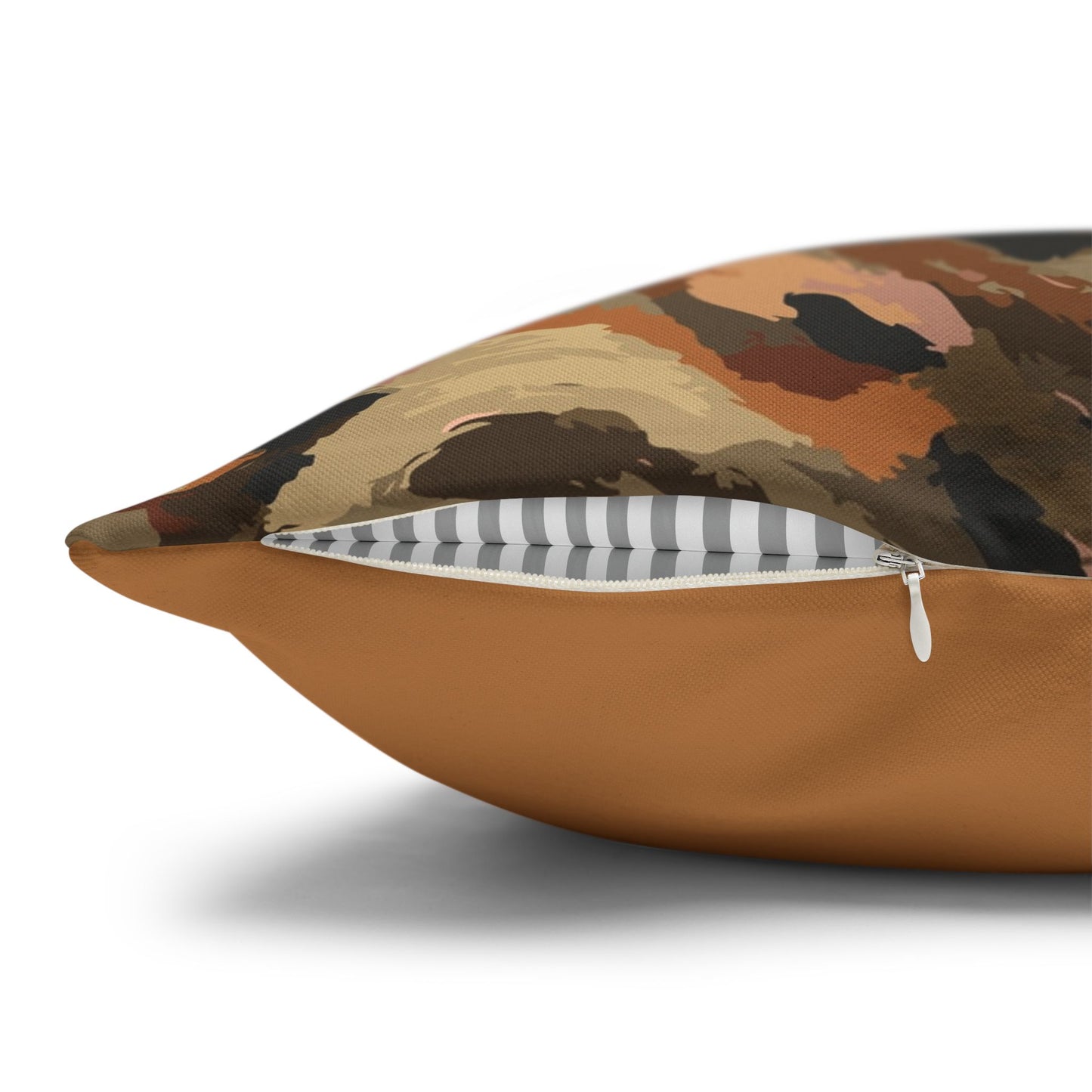 Abstract Earth-Tone Swirl Pillowcase — Spun Polyester Square Pillow