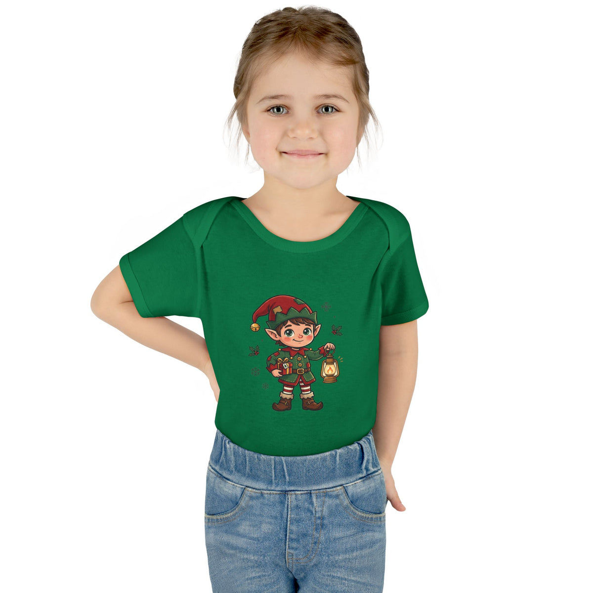 Christmas Elf Infant Bodysuit — Cute Holiday Baby Onesie with Lantern