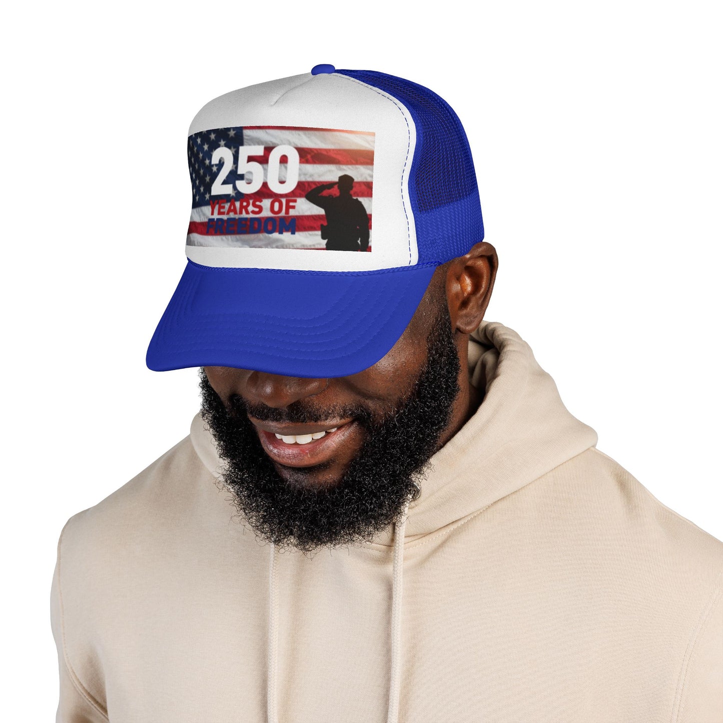 250 Years of Freedom Trucker Cap — Patriotic American Flag Mesh Hat