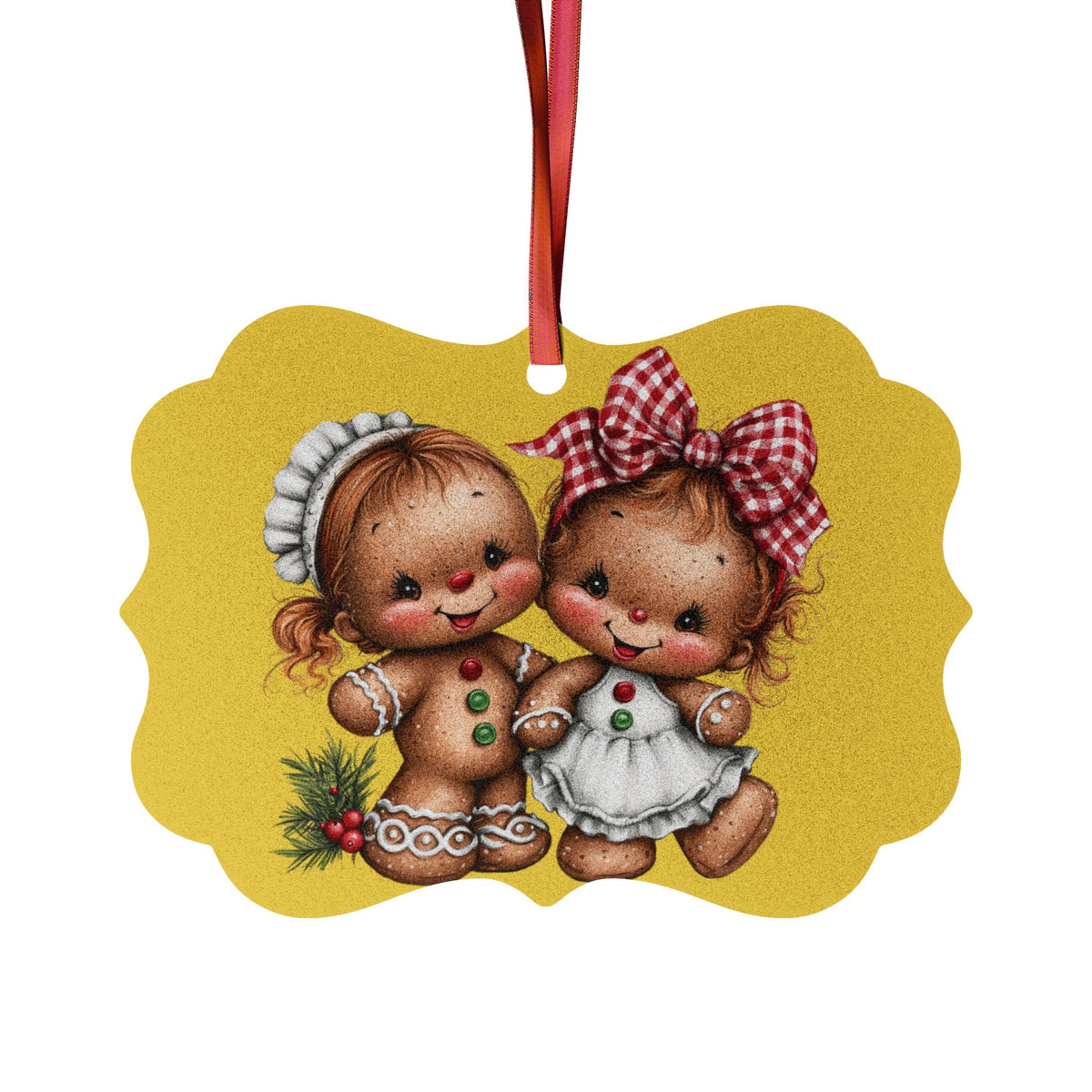Gingerbread Kids Aluminum Ornament – Retro Christmas Tree Decoration (1/5/10/20 pcs)