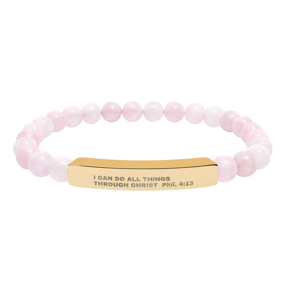 Engraved Natural Stone Stretch Bar Bracelet – Inspirational Scripture Beaded Bracelet