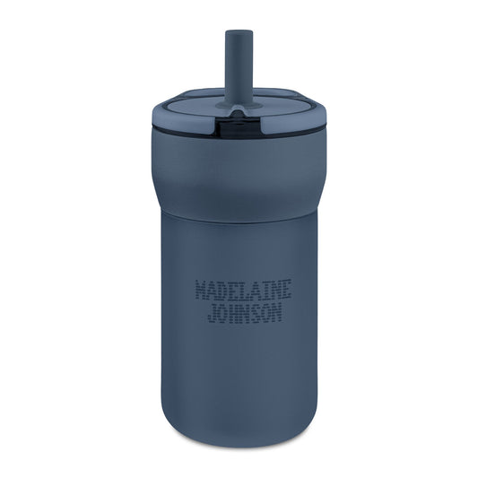 Kids 12oz Engraved Leakproof Straw Tumbler — Personalized Insulated Water Bottle