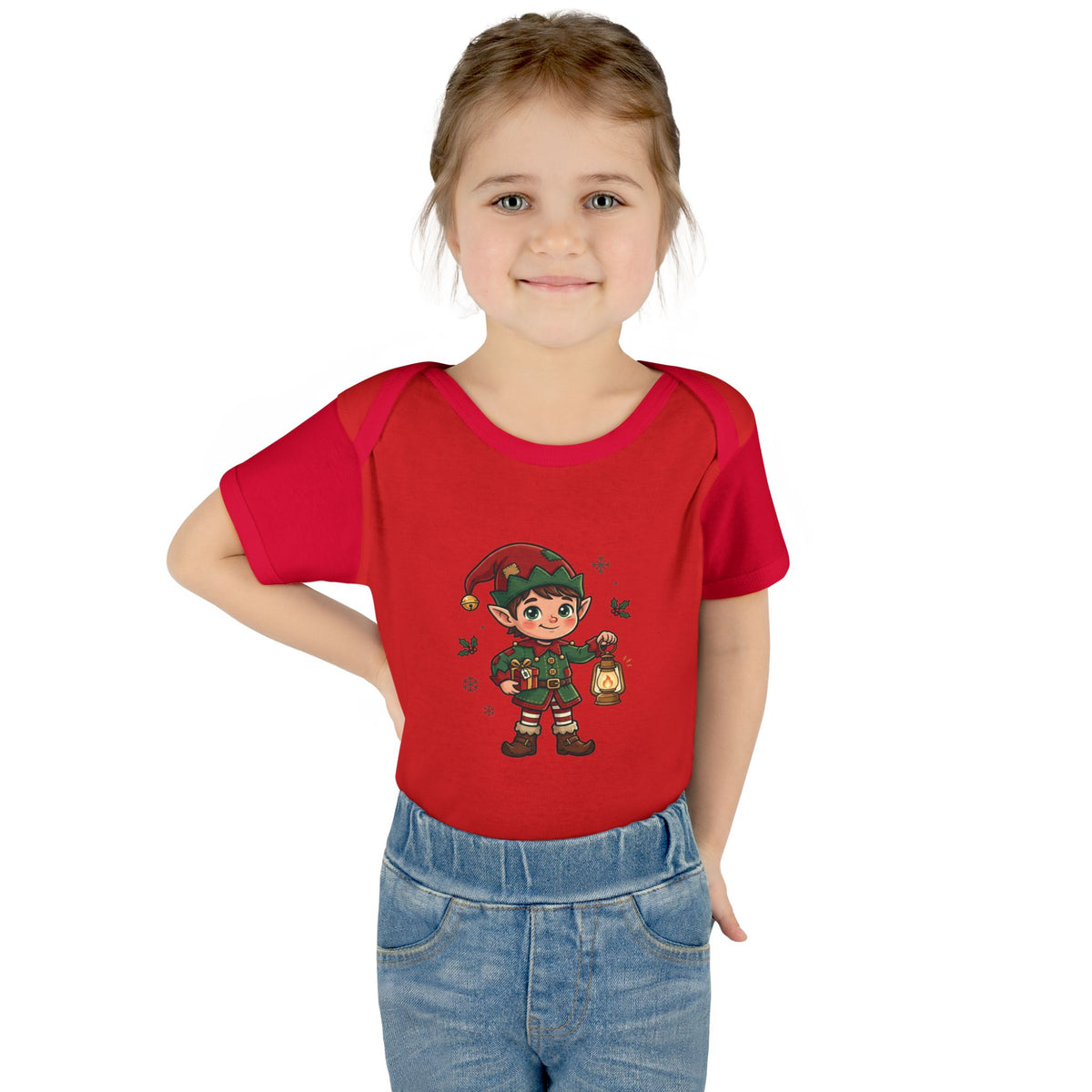 Christmas Elf Infant Bodysuit — Cute Holiday Baby Onesie with Lantern
