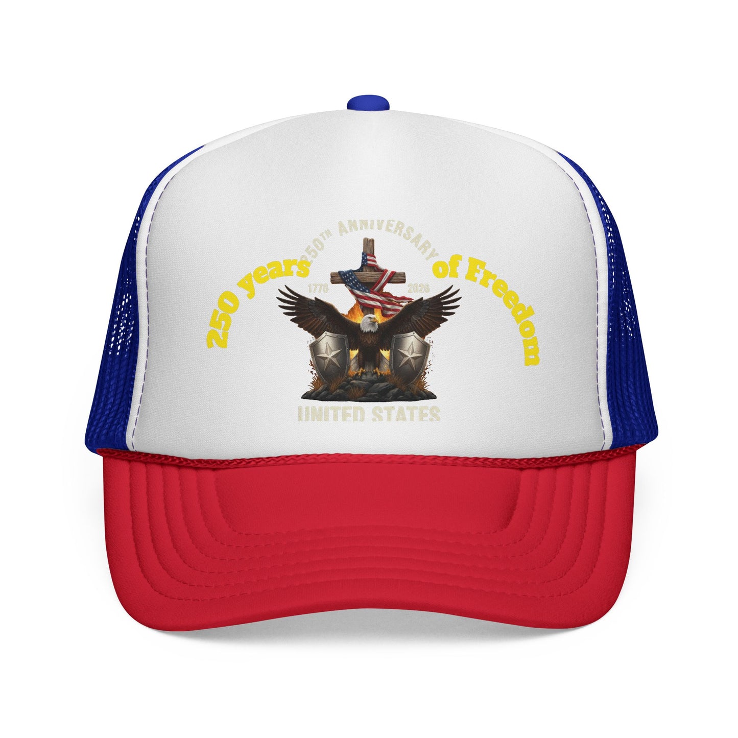 250 Years of Freedom Trucker Cap — Patriotic American Flag Mesh Hat