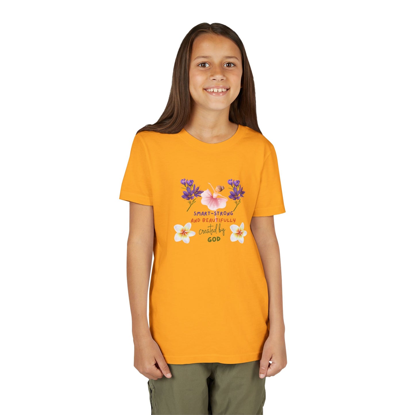 Youth Ballerina Tee: Sweet & Beautifully Made by God, Cute Gift, Dance Apparel, Birthday Present, Inspirational Clothing