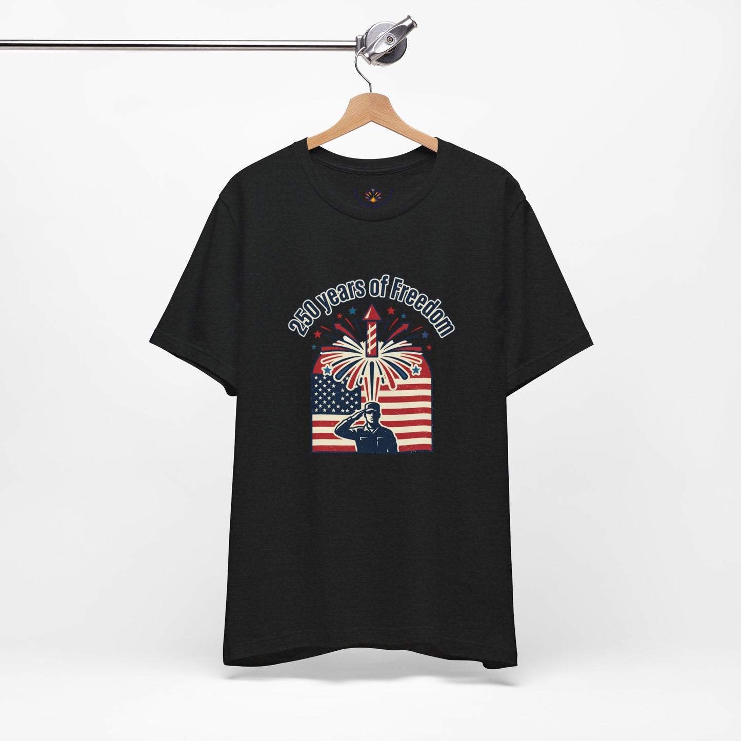 Patriotic 4th of July T-Shirt – "250 Years of Freedom" Fireworks & Salute Tee