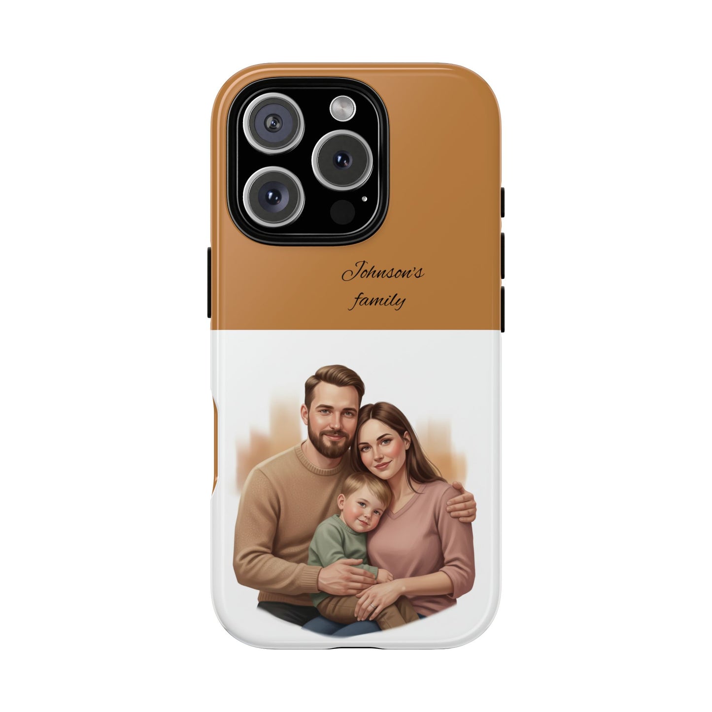 Personalized Family Photo Tough Phone Case — Custom Name Script