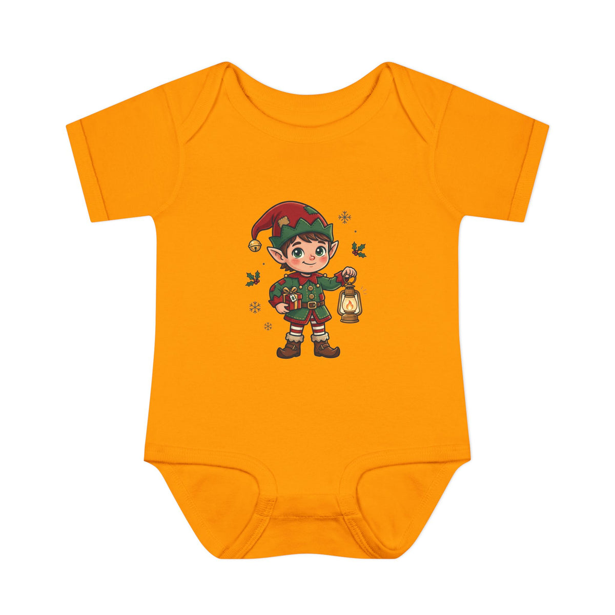 Christmas Elf Infant Bodysuit — Cute Holiday Baby Onesie with Lantern