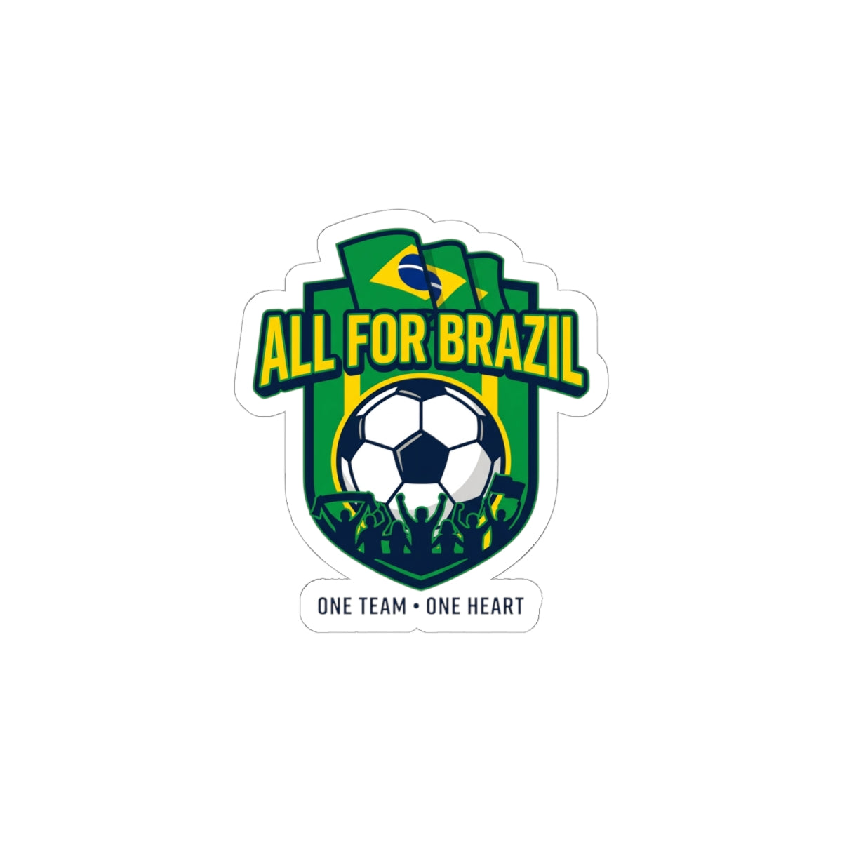 All For Brazil Soccer Crest Kiss-Cut Stickers | country pride, retro soccer