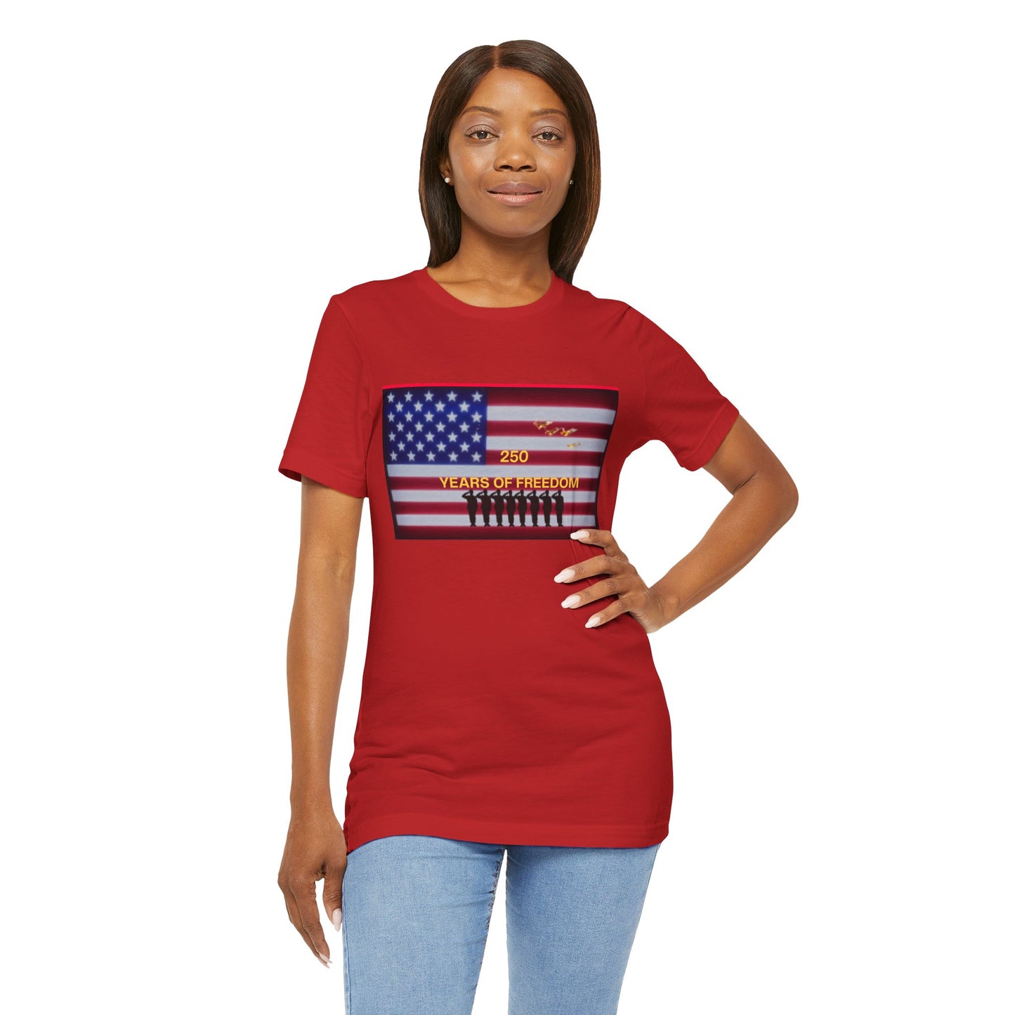 T-Shirt — "250 Years of Freedom" American Flag Patriotic Tee