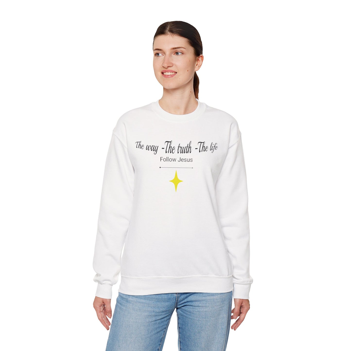 Christian Crewneck Sweatshirt - The Way, The Truth, The Life, Follow Jesus