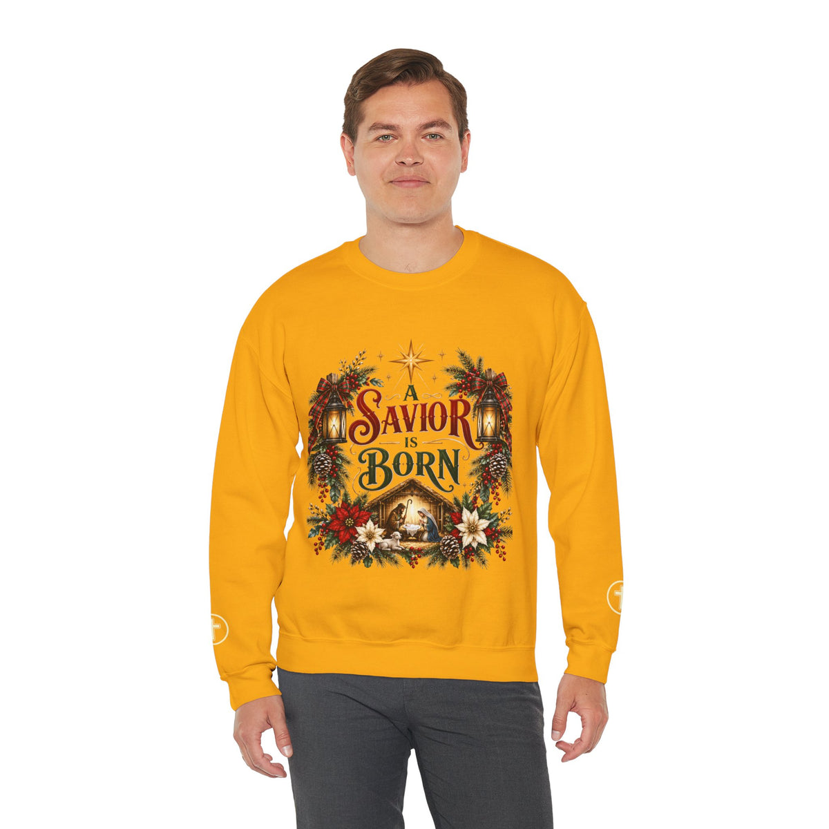 A Savior Is Born Christmas Crewneck Sweatshirt