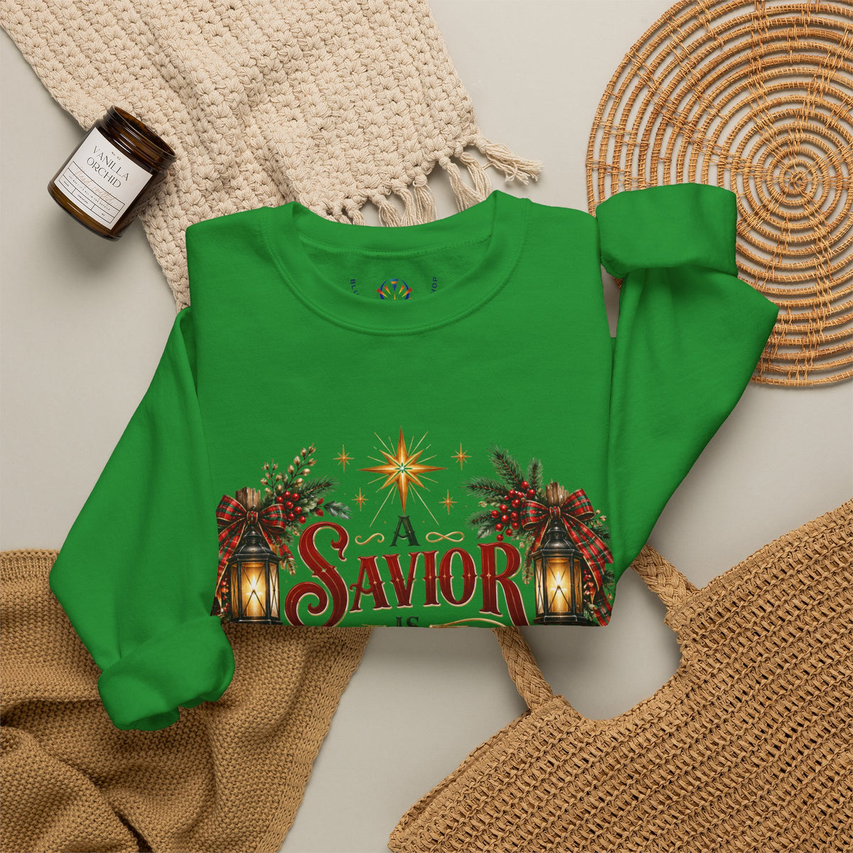 A Savior Is Born Christmas Crewneck Sweatshirt