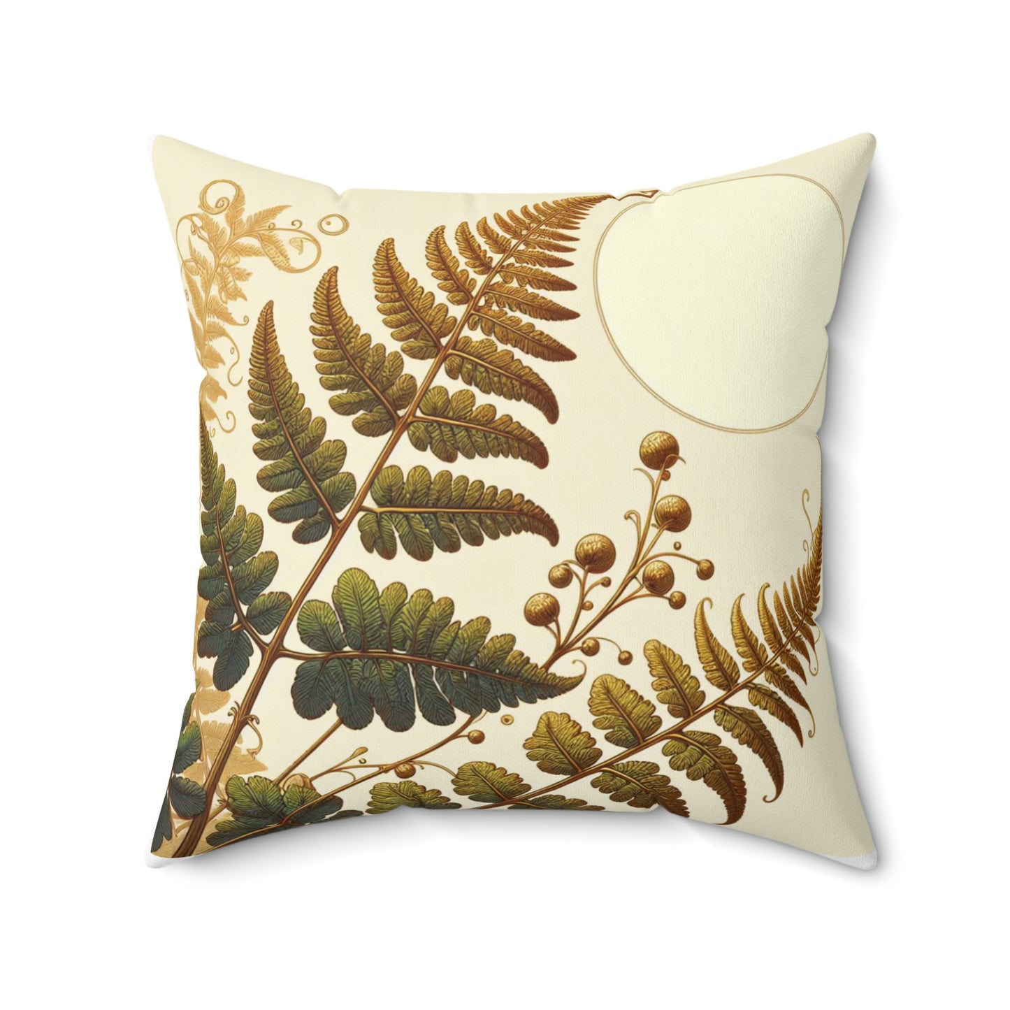 Botanical Fern Accent Pillow — Vintage Fern Illustration Decorative Throw Pillow