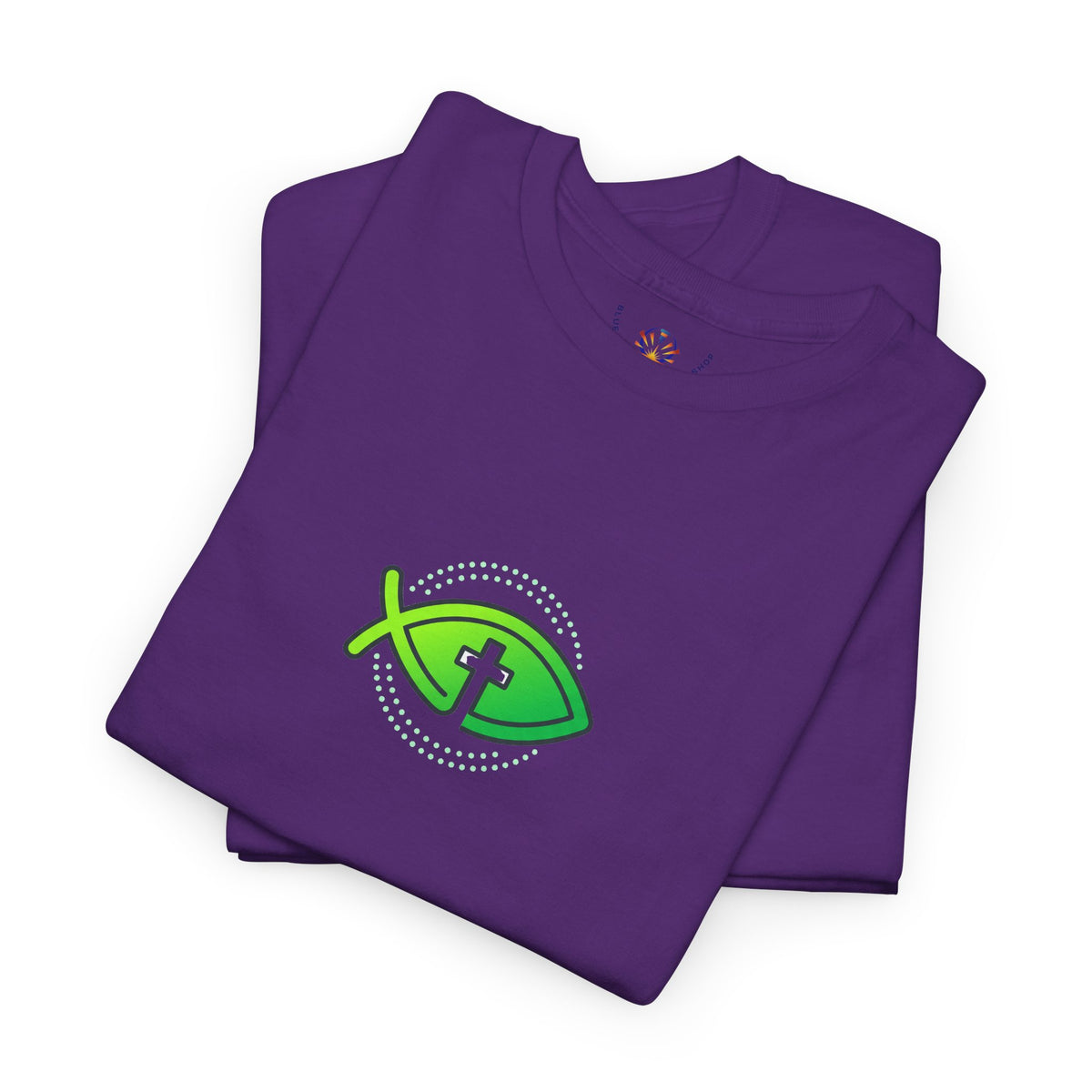 Christian Fish Logo Tee — Green Ichthys Symbol T-Shirt