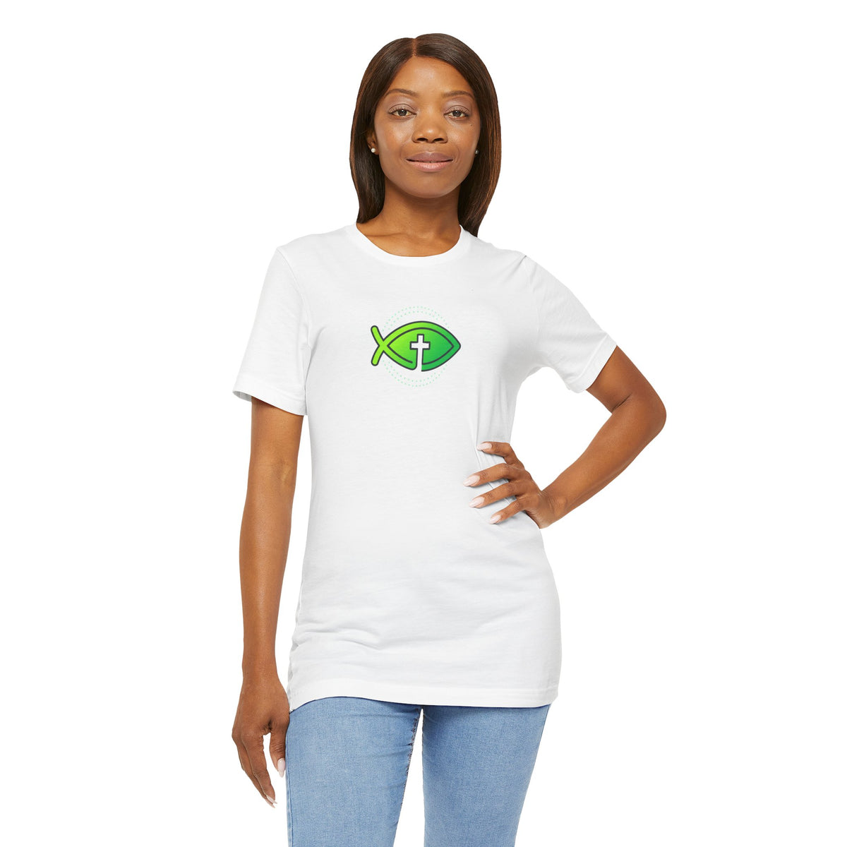 Faith Fish T-Shirt — Green Ichthys Christian Tee