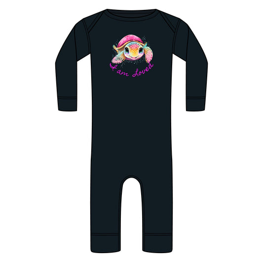 Infant Rib Bodysuit — Cute Rainbow Fish "I am LOVED" Long-Leg Baby One-Piece