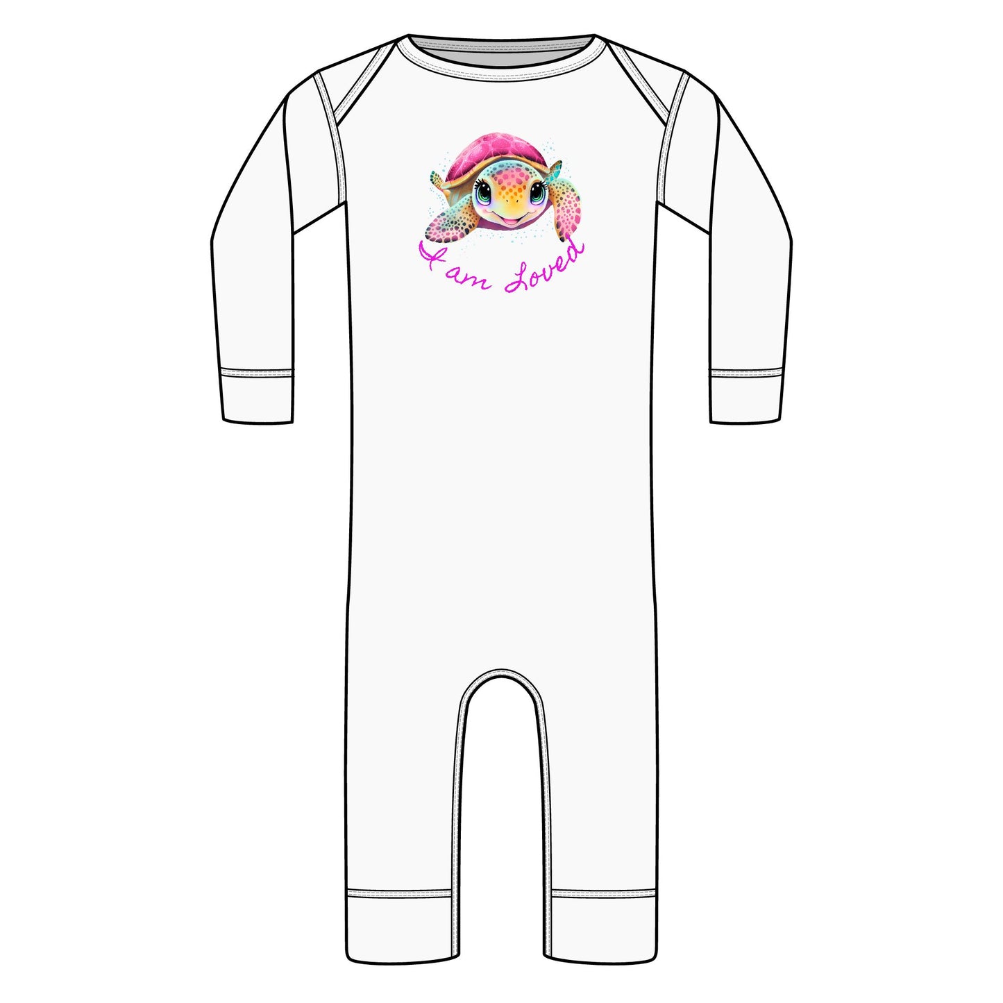 Infant Rib Bodysuit — Cute Rainbow Fish "I am LOVED" Long-Leg Baby One-Piece
