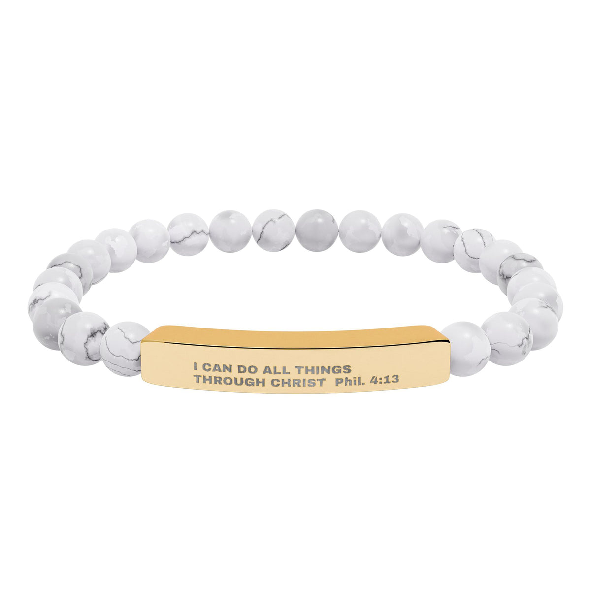 Engraved Natural Stone Stretch Bar Bracelet – Inspirational Scripture Beaded Bracelet