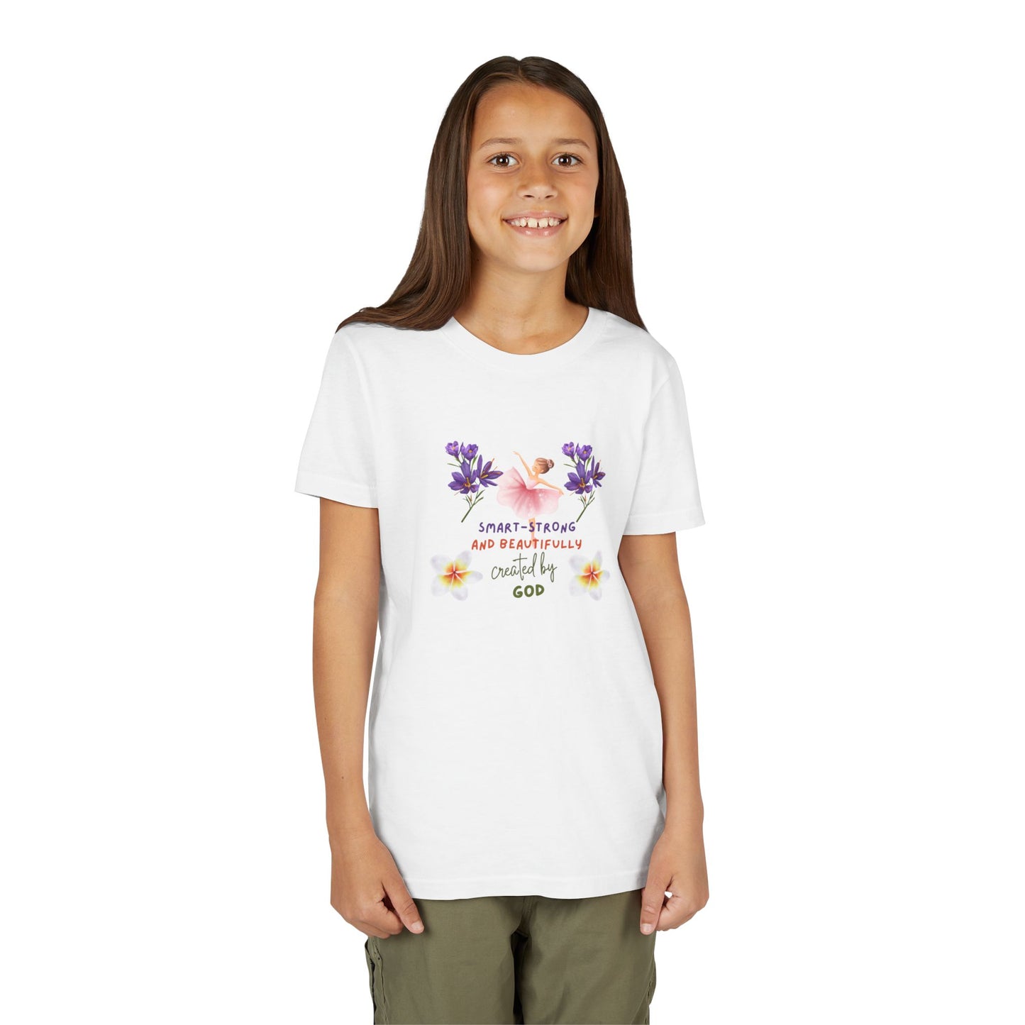 Youth Ballerina Tee: Sweet & Beautifully Made by God, Cute Gift, Dance Apparel, Birthday Present, Inspirational Clothing