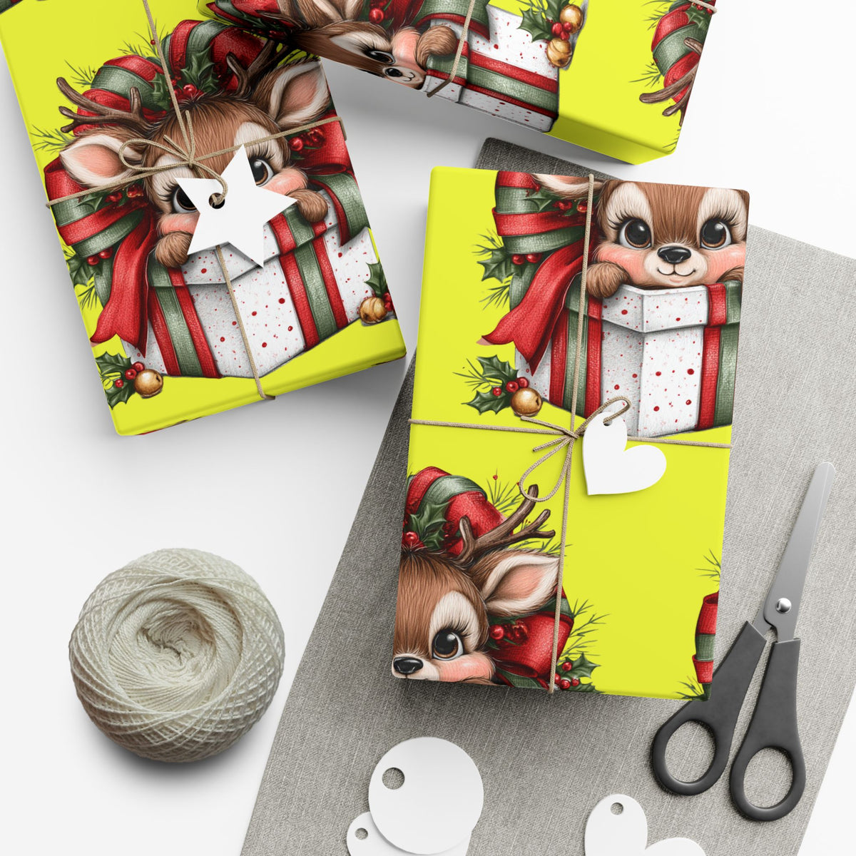 Christmas Reindeer Gift Wrap Paper – Cute Holiday Present Wrapping Sheets