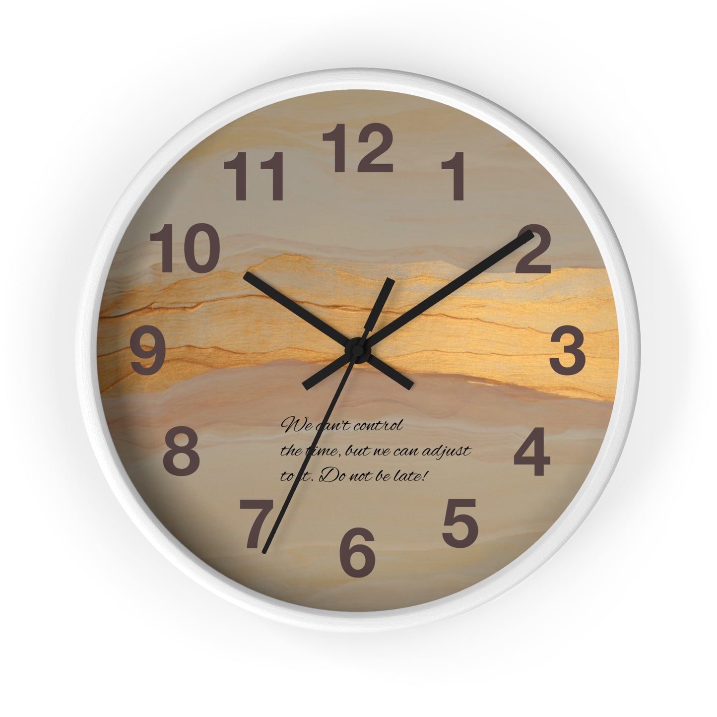 Marble Sunset Wall Clock — Decorative Timepiece with Inspiring Quote