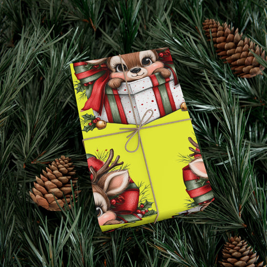 Christmas Reindeer Gift Wrap Paper – Cute Holiday Present Wrapping Sheets