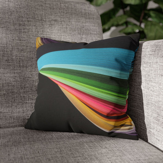 Abstract Rainbow Wave Pillowcase — Colorful Modern Decorative Throw Pillow